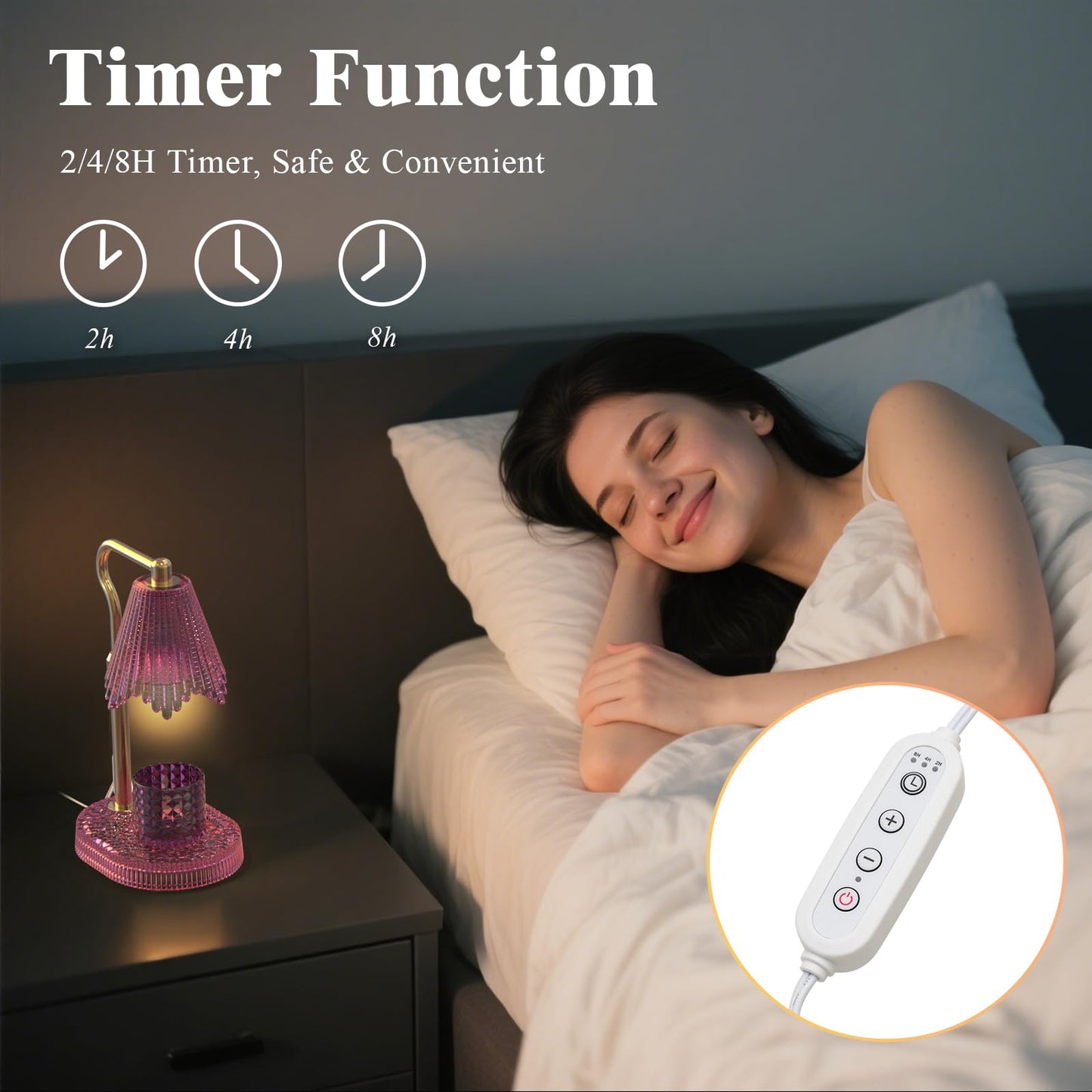 WYghyronic Candle Warmer Lamp with Timer & Dimmable 4-Level Brightness - Adjustable Height,for New Home Bedroom, Gifts for Women (Pink)
