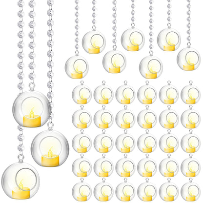 Booson 100 Pcs Hanging Candle Holder Glass Globes Orbs with Crystal Acrylic Gems Bead Garland Tea Lights Candles Holder for Wedding Party Tree Decor