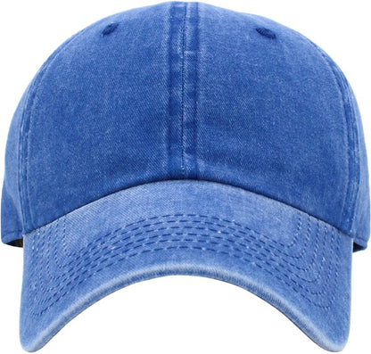 KB-PG-Low Washed Royal Blue Original Classic Low Profile Cotton Hat Men Women Baseball Cap Dad Hat Adjustable Unconstructed Plain Cap