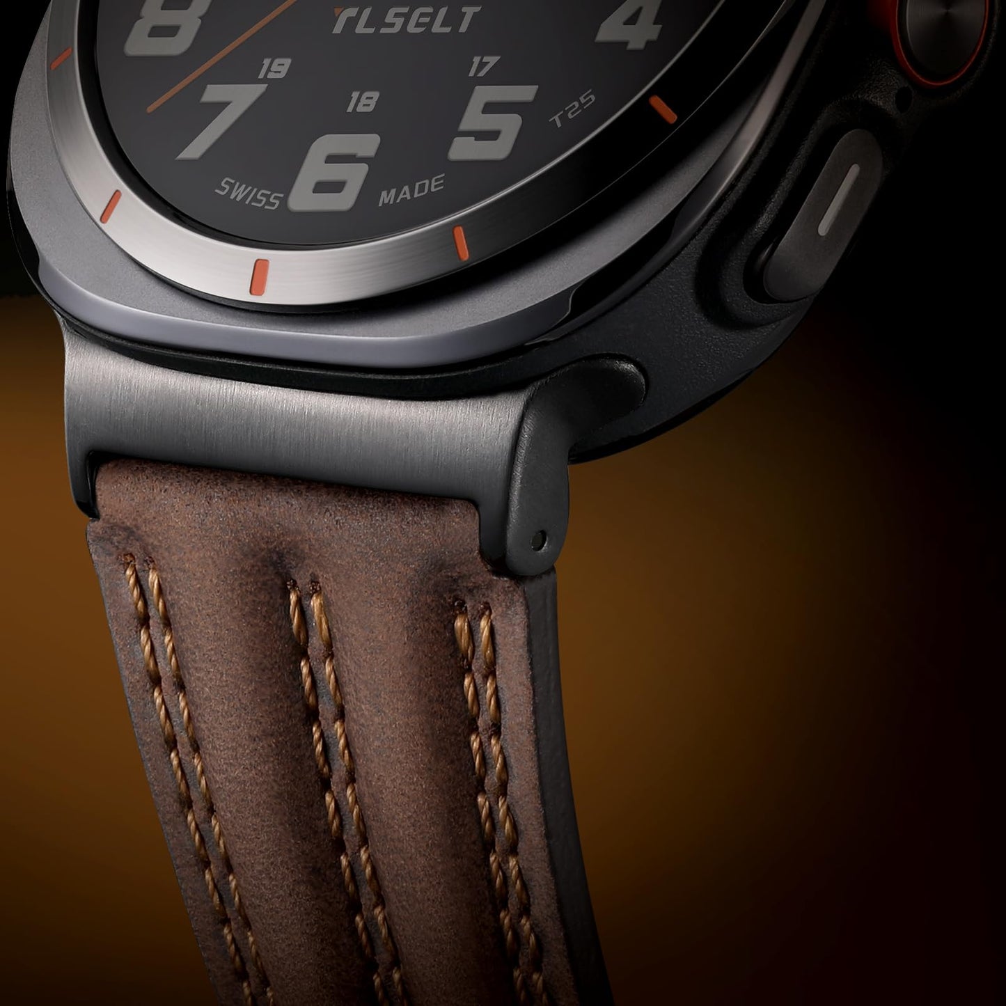 Tlselt Leather Band Compatible with Samsung Galaxy Watch Ultra 47mm(2025/2024), Genuine Leather Rugged Durable Classic Vintage Handcrafted Outdoor Business Travel Gift Samsung Watch Strap for Men