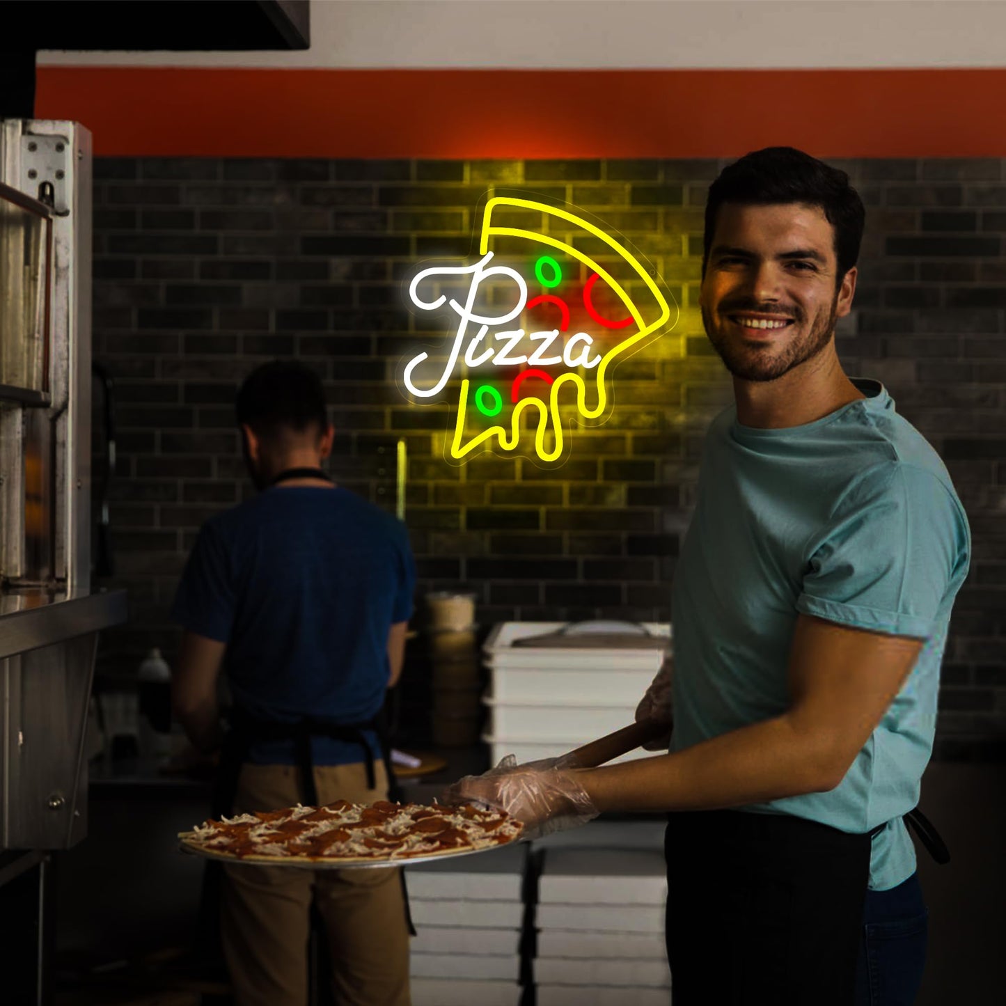 Pizza Neon Sign for Wall Decor Dimmable Pizza Slice Neon light Up Sign for Pizzeria Restaurant Kitchen Dining Hall Store Man Cave Party Bedroom Christmas Birthday Gifts Wall Art Size13.0*13.1(WZCP017)