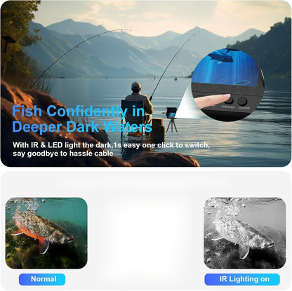 5inch Portable Fish Finder Camera Underwater Fishing Camera, 220° Wide Angle Infrared Night Vision, Host IP65 Waterproof Ice Fishing Camera for Ice, Lake and Boat (B)
