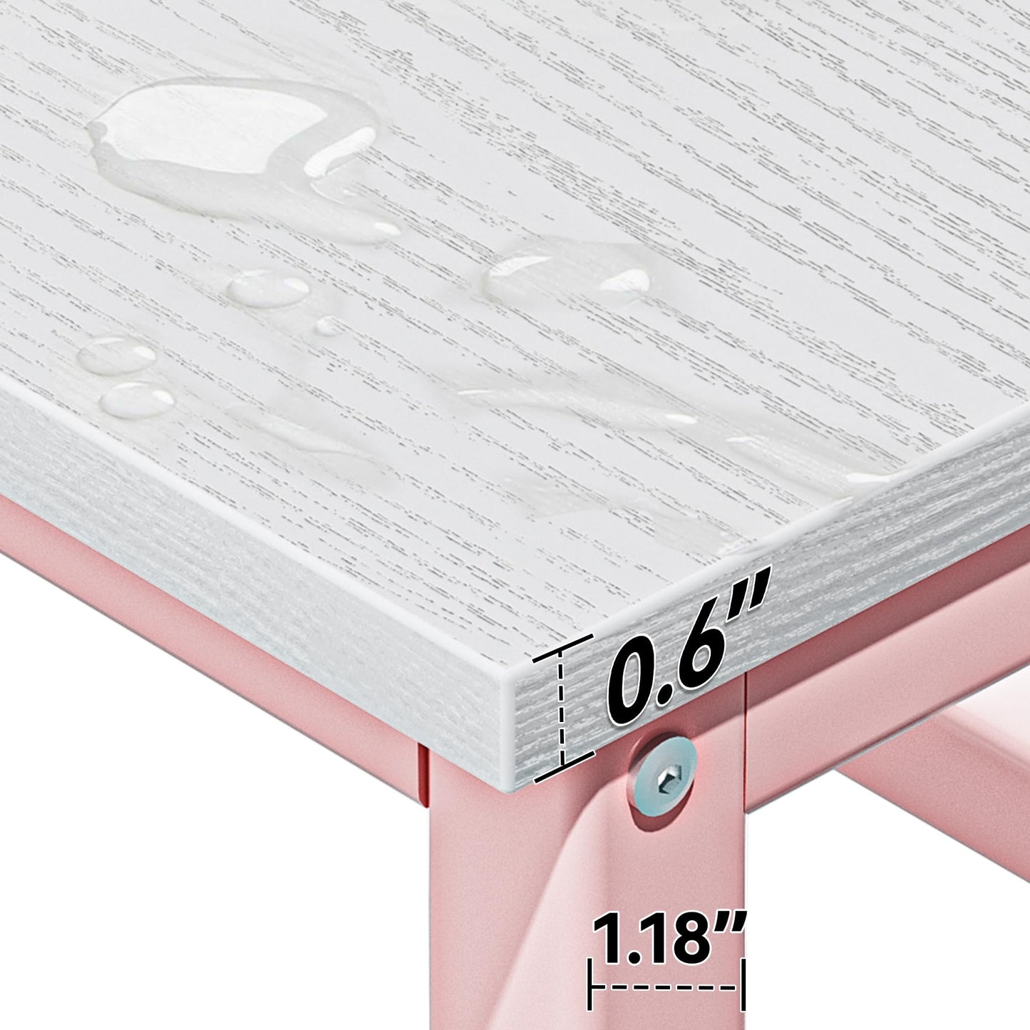 Aquzee Pink Desk Hutch, 47in Woman Computer Desk with Bookshelf & Storage Shelves, Space Saving Girls Writing Study Craft Table for Bedroom Kids Room, White Wood & Pink Iron Home Office Desks