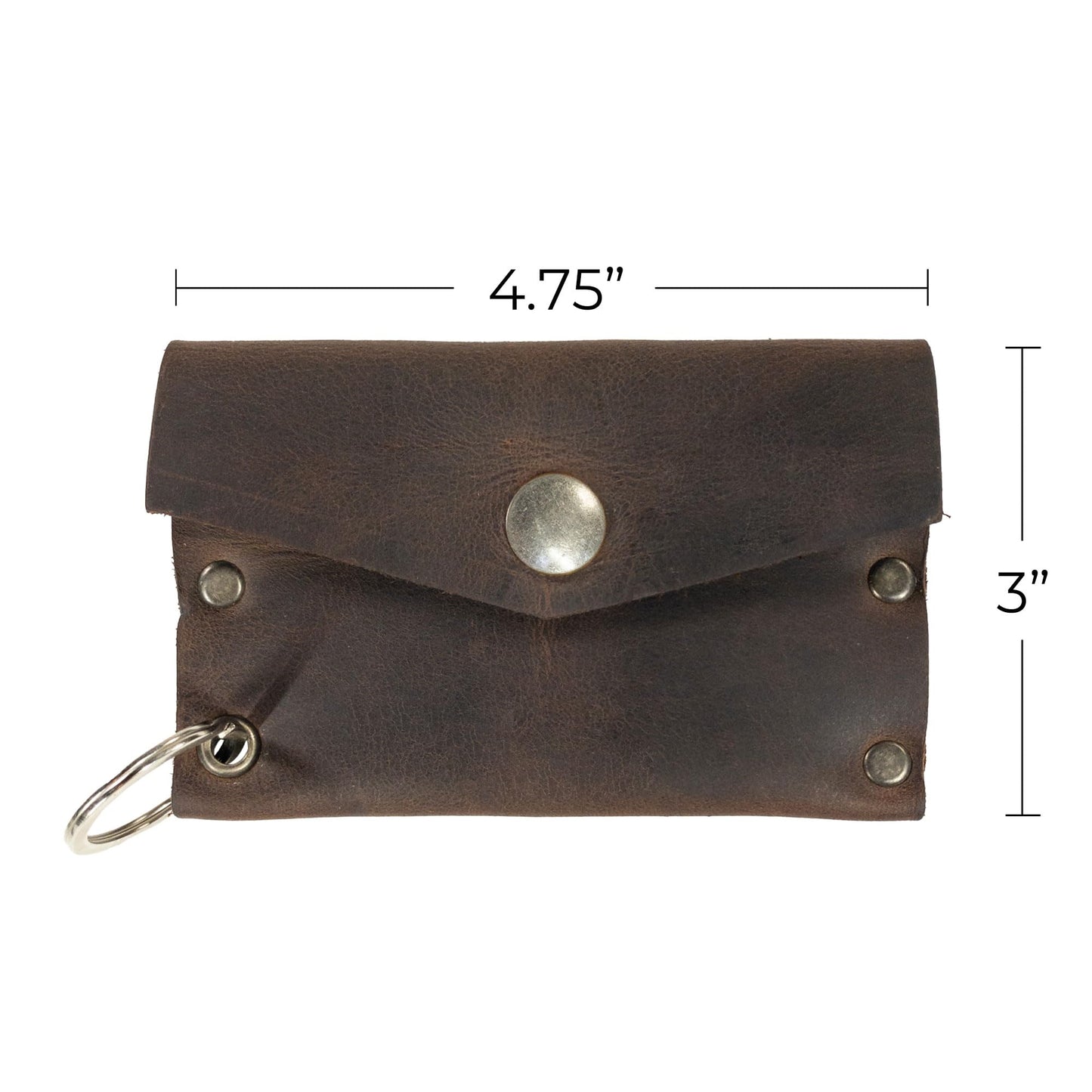 Hide & Drink, Leather Riveted Envelope Keychain, Holds Up to 4 Cards/Card Organizer/Holder/Case/Rustic/Cash/Accessories, Handmade - Bourbon Brown