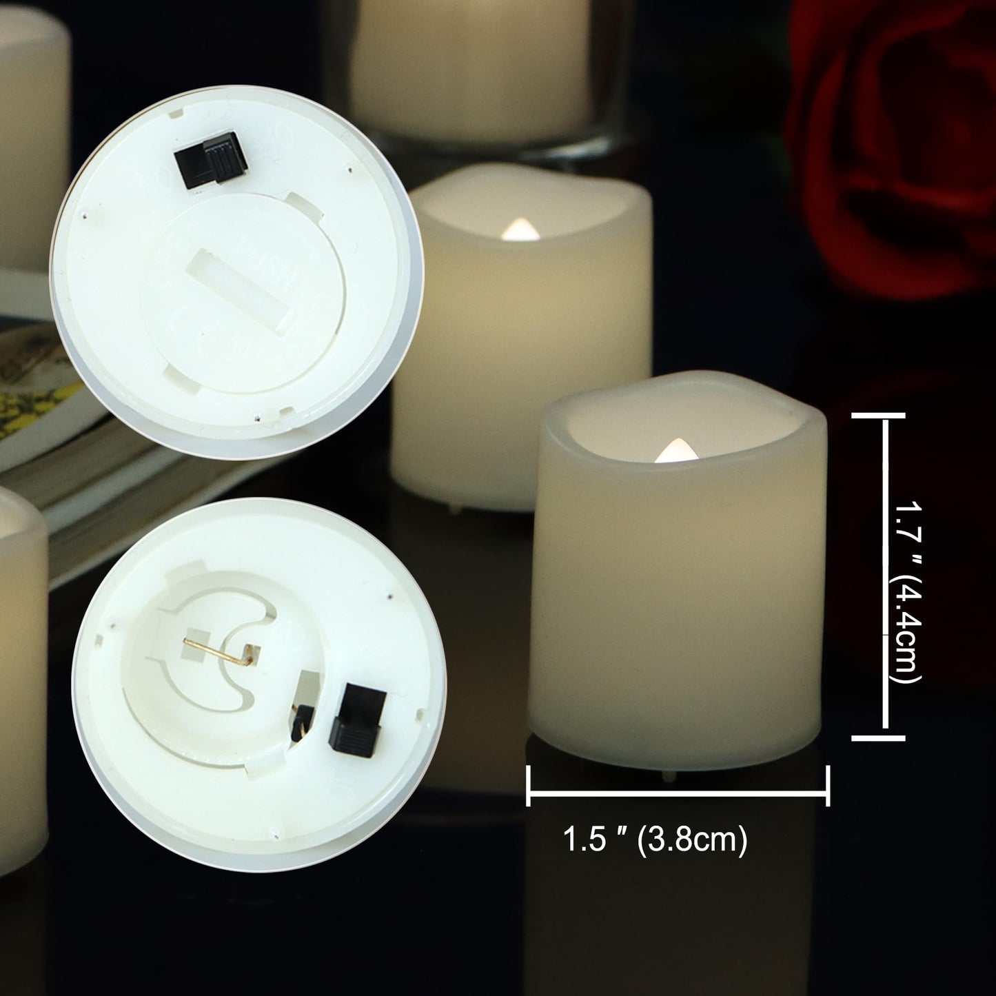 CANDLE CHOICE Battery Operated Flameless Votive Candles Small Bright Flickering LED Lights for Wedding Party Table Centerpieces Halloween Christmas Home Decoration Batteries Incl. 24 Pack White Light