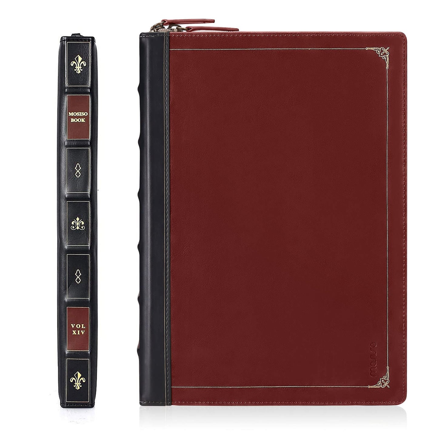 MOSISO Laptop Case, Laptop Sleeve 14 inch Compatible with MacBook Pro 14 inch Pro/Max M5 M4 M3 M2 M1 2026-2021, PU Leather Laptop Sleeve Case Vintage Zippered Protective Case Cover, Wine Red