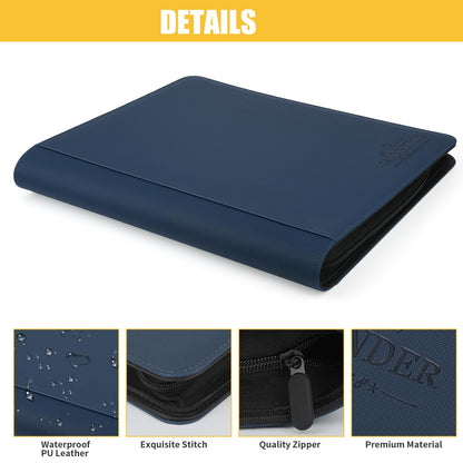 Toploader Binder,Toploader Hard Cases, 4-Pocket Pages Sleeves Hold up 128 Cards.Toploader Card Binder with Sleeves for “3×4” rigid，Card Holder(blue)