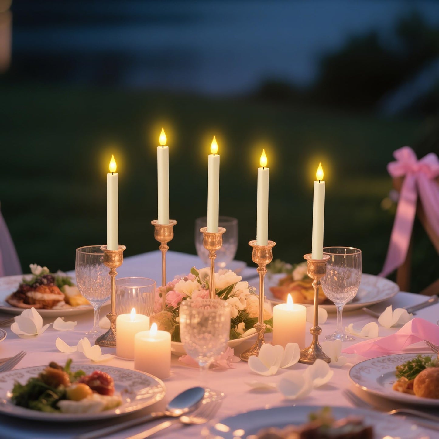 Yme 10 PCS Flameless Taper Candles with Dusk to Dawn Sensor, 7.2" Window Candles Battery Operated with Holders, LED Candle Sticks Christmas Window Lights for Christmas Halloween Holiday Home Decor