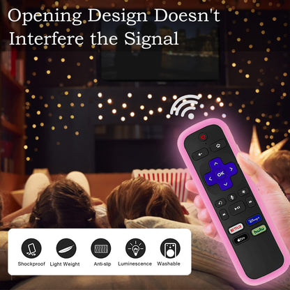 Silicone Protective Controller Cover fits for Roku TV Voice Remote | Element Roku | Westinghouse Roku TV Controller Cover,Glow in The Dark