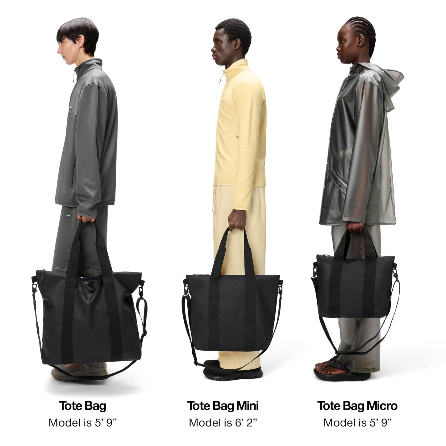 RAINS Tote Bag - Black Waterproof With Zip Closure, Detachable Shoulder Strap, Internal Zip Pocket, 23 L Capacity for Work for Women and for Men - 2-Year Warranty