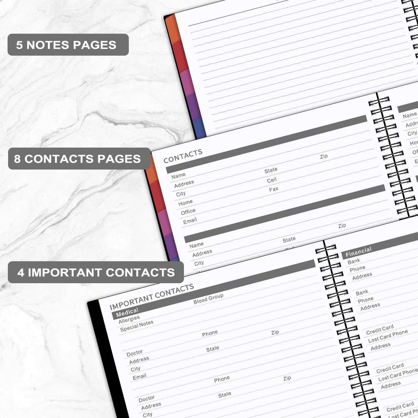 Monthly Planner 2026-2027 - Academic Planner 2026-2027, JUL. 2026 - DEC. 2027, Calendar planner with Colorful Tabs, 8.5" x 11", 26-27 Monthly planner/Calendar with Pocket, Thick Paper, Twin-Wire Binding - Black