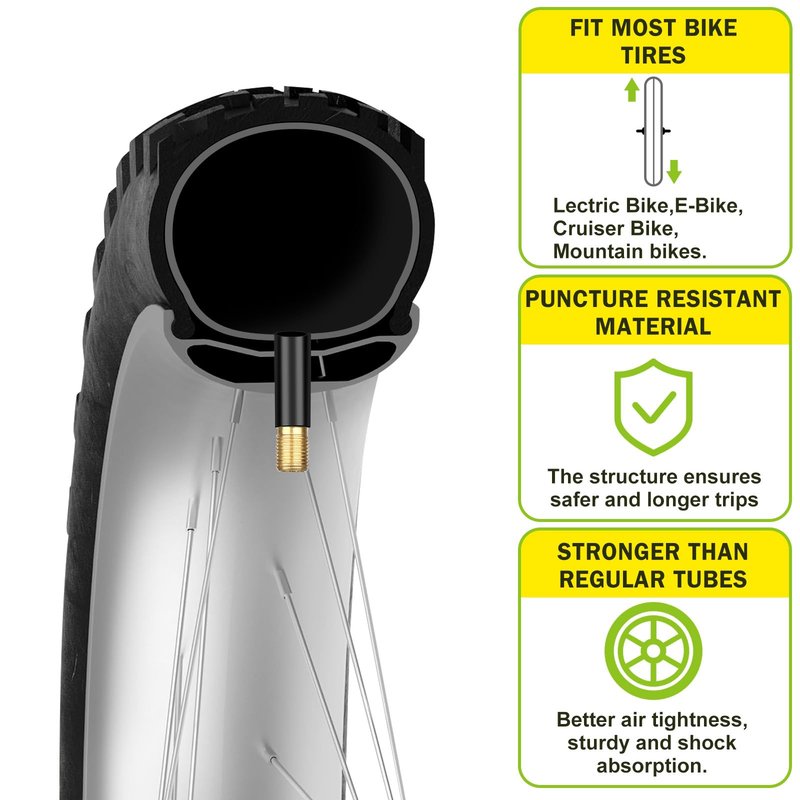 Hydencamm 4 Pack 20x4.0 Fat Tire Tube, 20" x 3.5/4.0 AV Schrader Valve, Premium Butyl 20 x 4 Fat Tire Tube with 2 Tire Levers, 20x4 Inner Tube Compatible with Mountain, Road Bikes, E-Bike, Fat Bike