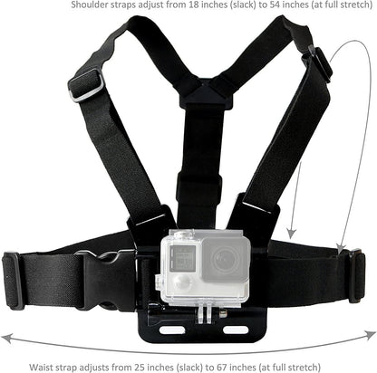 VVHOOY Universal Action Camera Accessories Bundle Head Chest Strap Mount/Selfie Stick/Floating Hand Grip Compatible with Dragon Touch/AKASO EK7000 Brave 4 5 6 7 LE V50X/GoPro Hero 13 12 11 10 9 8 7