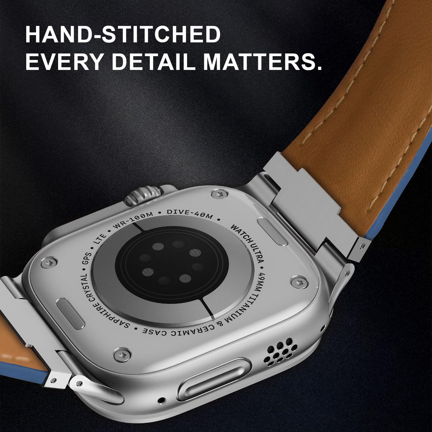 Genuine Leather Band Compatible with Apple Watch Ultra Band 49mm 46mm 45mm 44mm for Men,Vintage Genuine Leather Replacement Strap for iWatch Ultra 3 2 1,SE 3 2 1,series 11 10 9 8 7 6 5 4