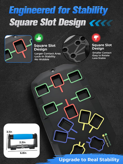 Push Up Board With Square Slots, Puzzle-Style Snap Design Workout Equipment With Handles for Home Gym Fitness Training for Men and Women
