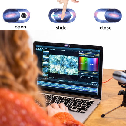 Amabro 8PCS Webcam Cover Slide, Starry Sky Laptop Camera Cover Slide Phone Camera Cover Ultra Thin Computer Camera Cover Slide Blocker Slider Privacy Security Protector for PC Pad Video Front Lens