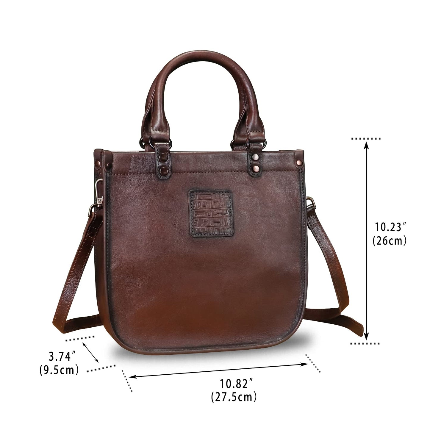 Genuine Leather Top Handle Handbag Purse for Women Vintage Over the Shoulder Bag Handmade Crossbody Satchel (Coffee) Medium