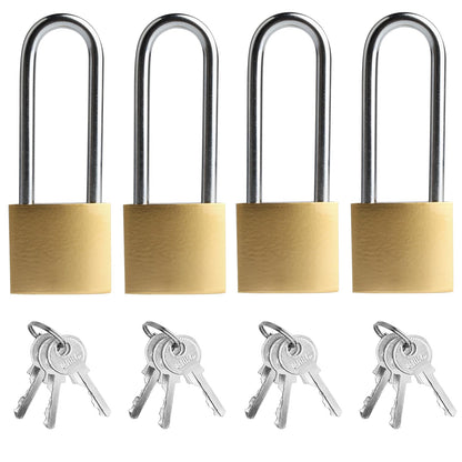QBXMY7 4 Pcs Padlock with Keys, 3.4 Inch Long Keyed Padlocks, Shackle Pad Lock with Keys, Lock and Key Set for Outdoor Fence Storage Unit Toolbox Shed Gym Locker Padlocks with Key