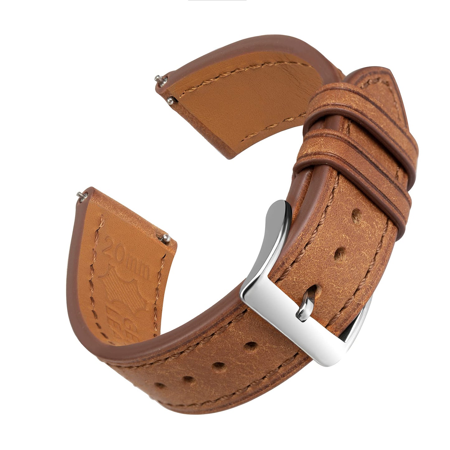EACHE 22mm Leather Watch Band for Men Top Grain, Quick Release Leather Watch Straps Italy Pueblo Tan