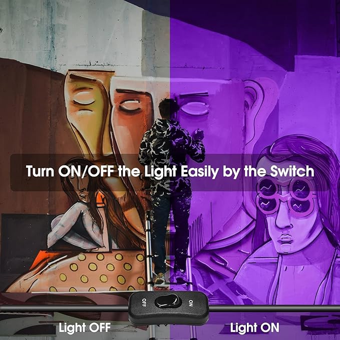 2 Pack 400W LED Black Light,Black Flood Light Outdoor with Plug and Switch, IP66 Waterproof 395nm to 405nm LED UV Blacklight Neon Glow for Glow Party, Halloween, Fluorescent Poster, Body Paint