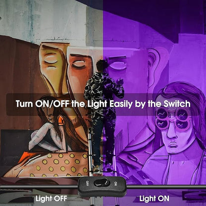 2 Pack 400W LED Black Light,Black Flood Light Outdoor with Plug and Switch, IP66 Waterproof 395nm to 405nm LED UV Blacklight Neon Glow for Glow Party, Halloween, Fluorescent Poster, Body Paint