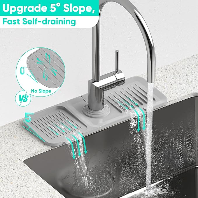 14.6'' Faucet Mat for Kitchen Sink Kitchen Sink Splash Guard Silicone Kitchen