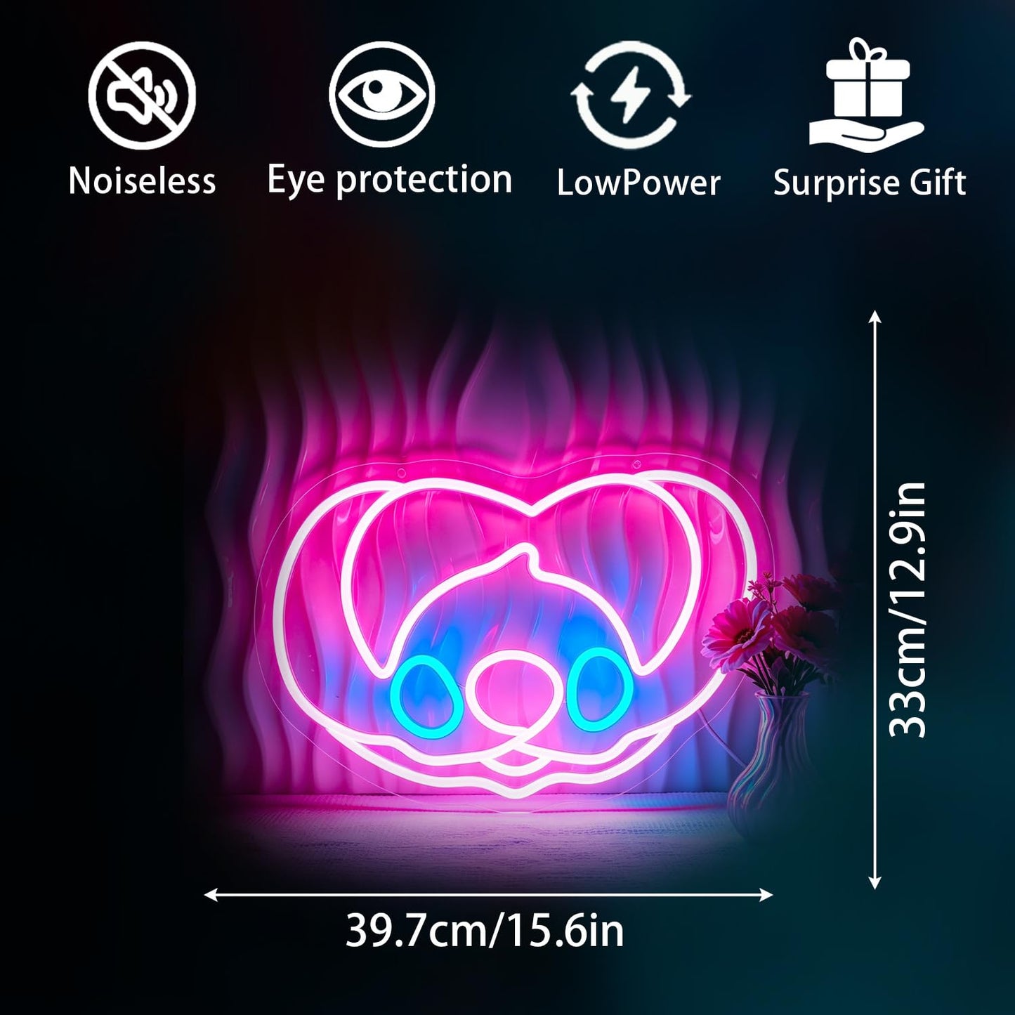 Bkuupau Neon Sign, Anime Neon Signs for Wall Decor LED Light up Signs Home Decor for Bedroom, Man Cave, Gaming Room, Party, Club, Pub, Bar Decoration Christmas Halloween Easter Gift USB Operated