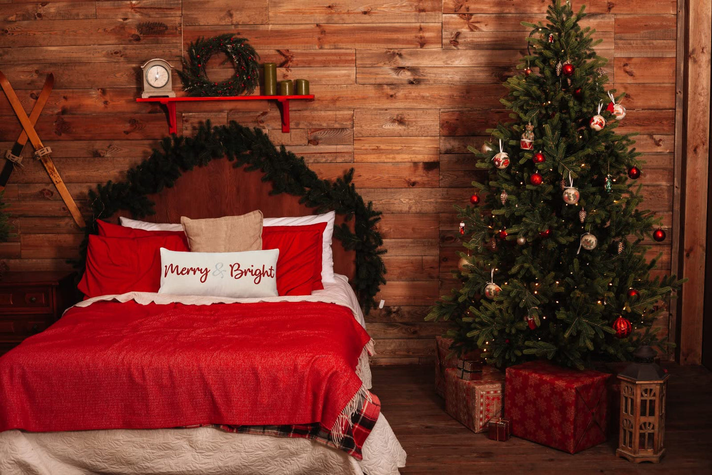 LOOPUINHOM Nice Merry and Bright Christmas Decor Cotton Burlap Decorative Rectangle Throw Lumbar Waist Pillow Case Cushion Cover for Couch Living Room 12X24 inches