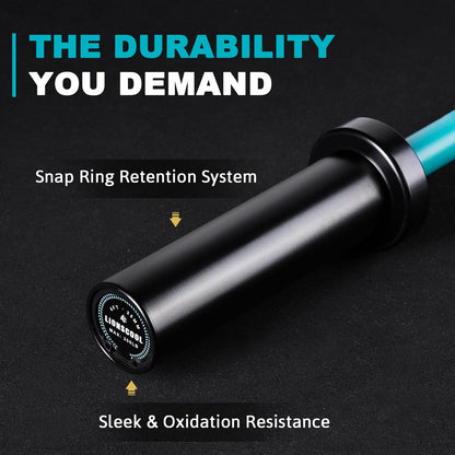 LIONSCOOL Premium 4ft/4.9ft/6ft Barbell for Strength Training and Olympic Weightlifting, 2 Inch Weight Bar for Squats, Curls, Deadlifts, Presses, Hip Thrusts, 350lbs/500lbs Capacity (Turquoise & Black, 4 ft)