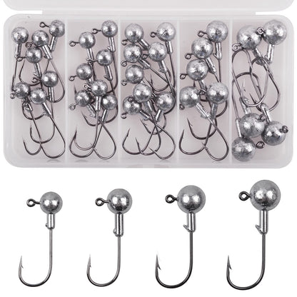 Jig Heads Unpainted Crappie Jig Heads Round Ball Heads Jig Hooks Fishing Jig Heads Saltwater Freshwater Fishing Bass Trout Walleye