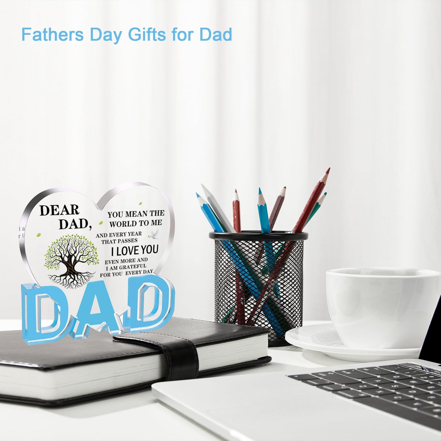 iLifemate Gift for Dad, Dad Birthday Gifts - Acrylic Heart Plaque 3.9 × 3.7 × 0.4inch, Christmas Birthday Gift for Dad from Daughter Son Wife, Memorial Gifts for Loss of Dad