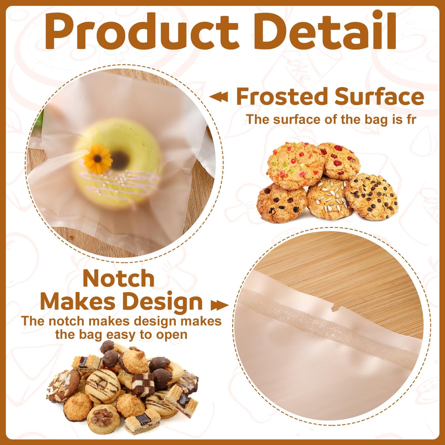 Yexiya 200 Pcs 4" x 6" Matte Frosted Heat Seal Cookie Bags Cellophane Cookie Bags Flat Edge for Treat Chocolate Candy Dessert Snack Packs 4th of July Back to School Wedding Birthday Party Gift Giving