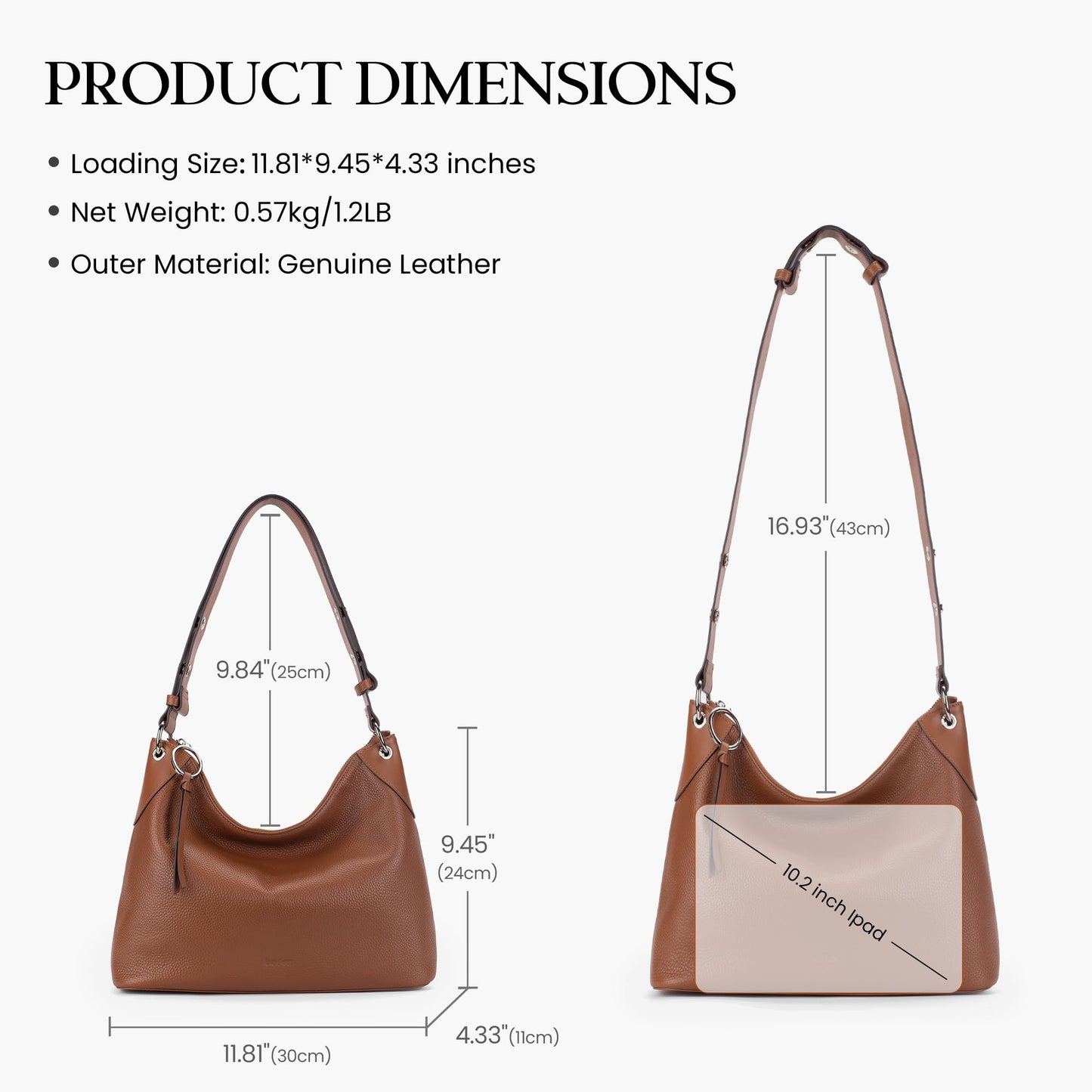befen Genuine Leather Purse for Women, Brown Designer Hobo Bags, Trendy Slouchy Leather Handbags Soft Shoulder Purse with Tassel Womens Shoulder and Handbas for Travel & Everyday