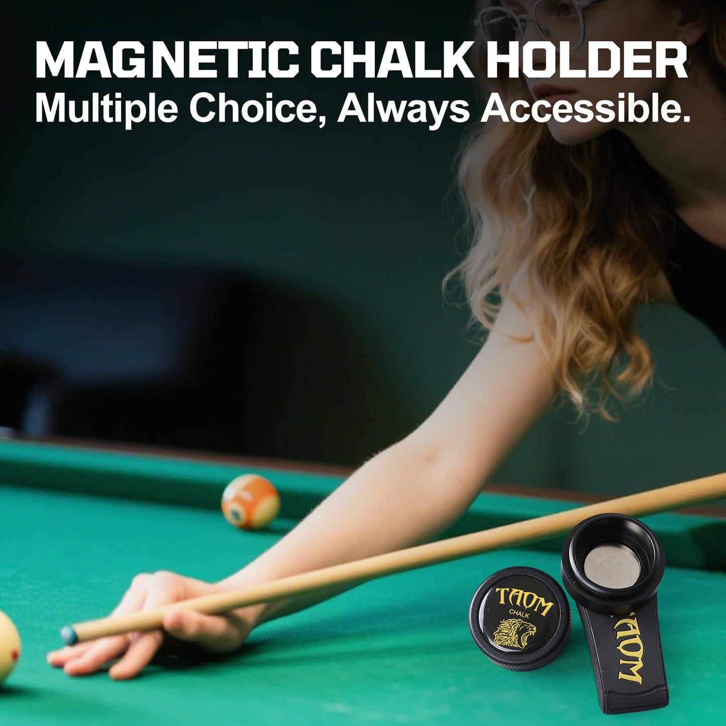 Banly Round Pool Chalk Holder - Portable Pool Cue Chalk Holder, Magnetic Mini Chalk Holder Pool Billiards, Pool Cue Chalk Case Container, Silicone Clip for Magnetic Mini Chalk Holders