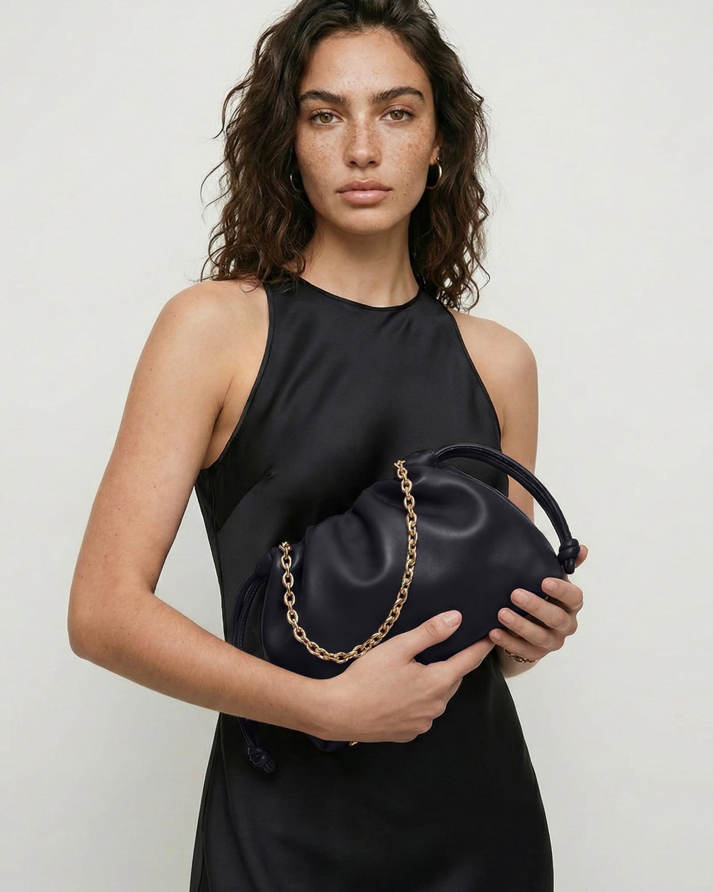 Apryl Clutch Purses for Women - Black Clutch Purse - Small Evening Bag - Soft PU Leather Handbag with Adjustable Crossbody Strap - Black
