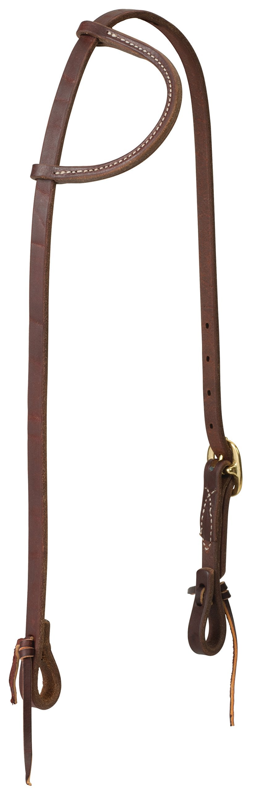 Weaver Leather Working Tack Sliding Ear Brass Single Buckle Headstall, Oiled Canyon Rose, 5/8" (10-0721)