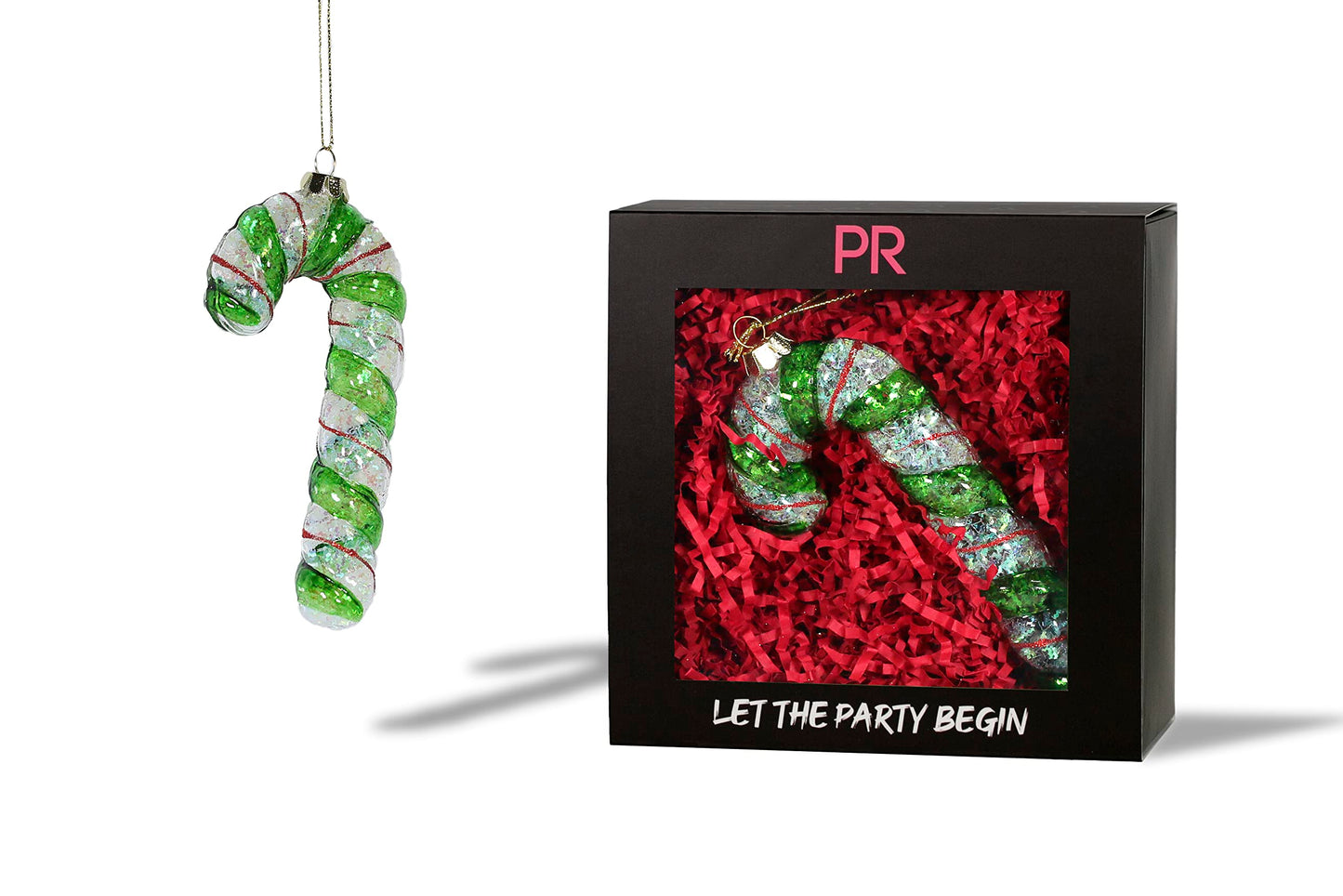 Party Rock | Green Candy Cane Glass Ornament | X-Mas Collection