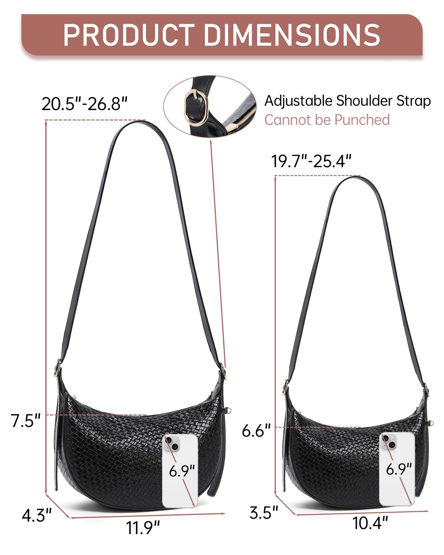Purses for Women Woven Crescent Shoulder Bag 2PC Vegan Leather Hobo Crossbody Handbag with Small Matching Bag