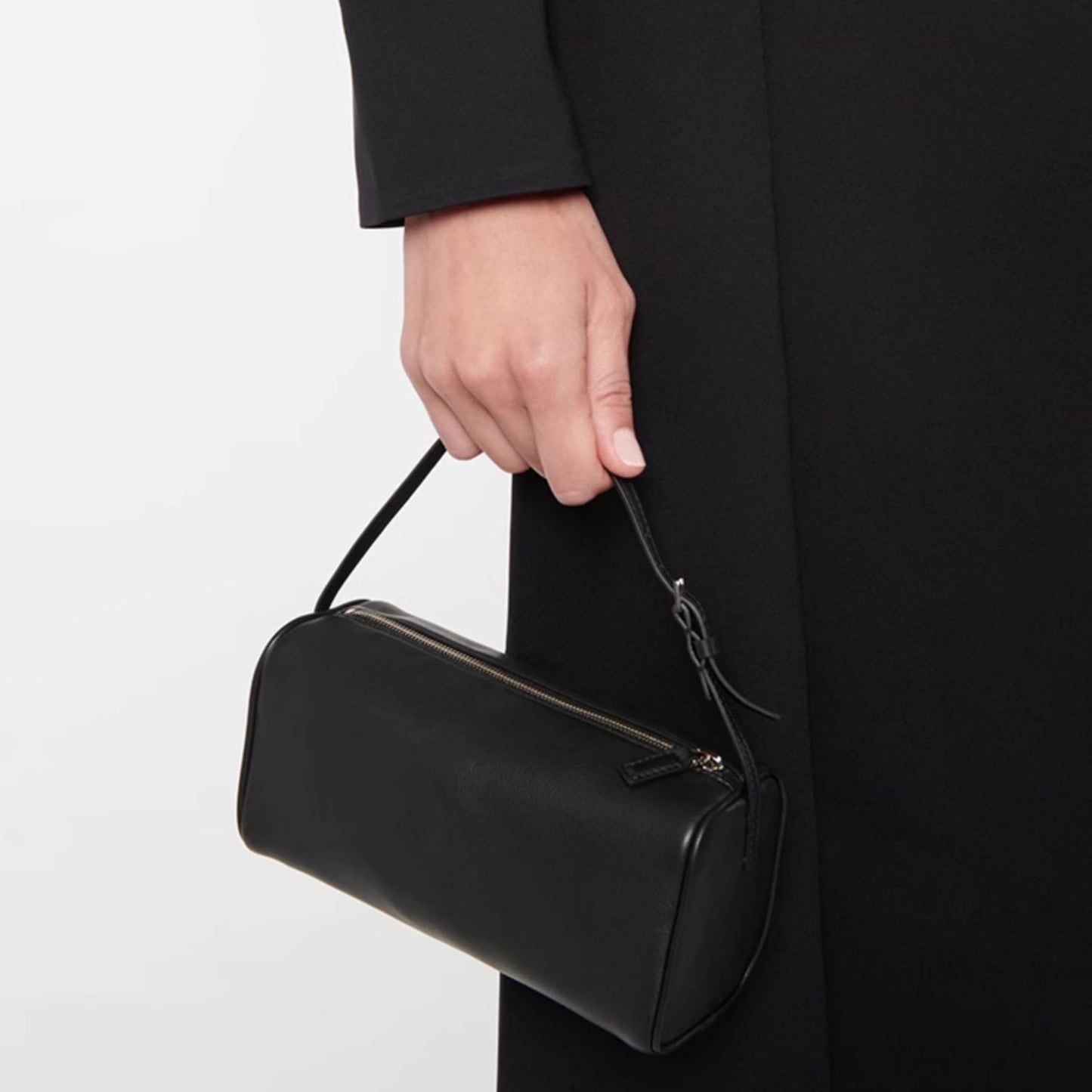 DAILANDO Small Leather Top Handle Tote Purse Designer Mini Barrel Boston Crossbody Bag Cylinder Shoulder Handbags for Women (Black)