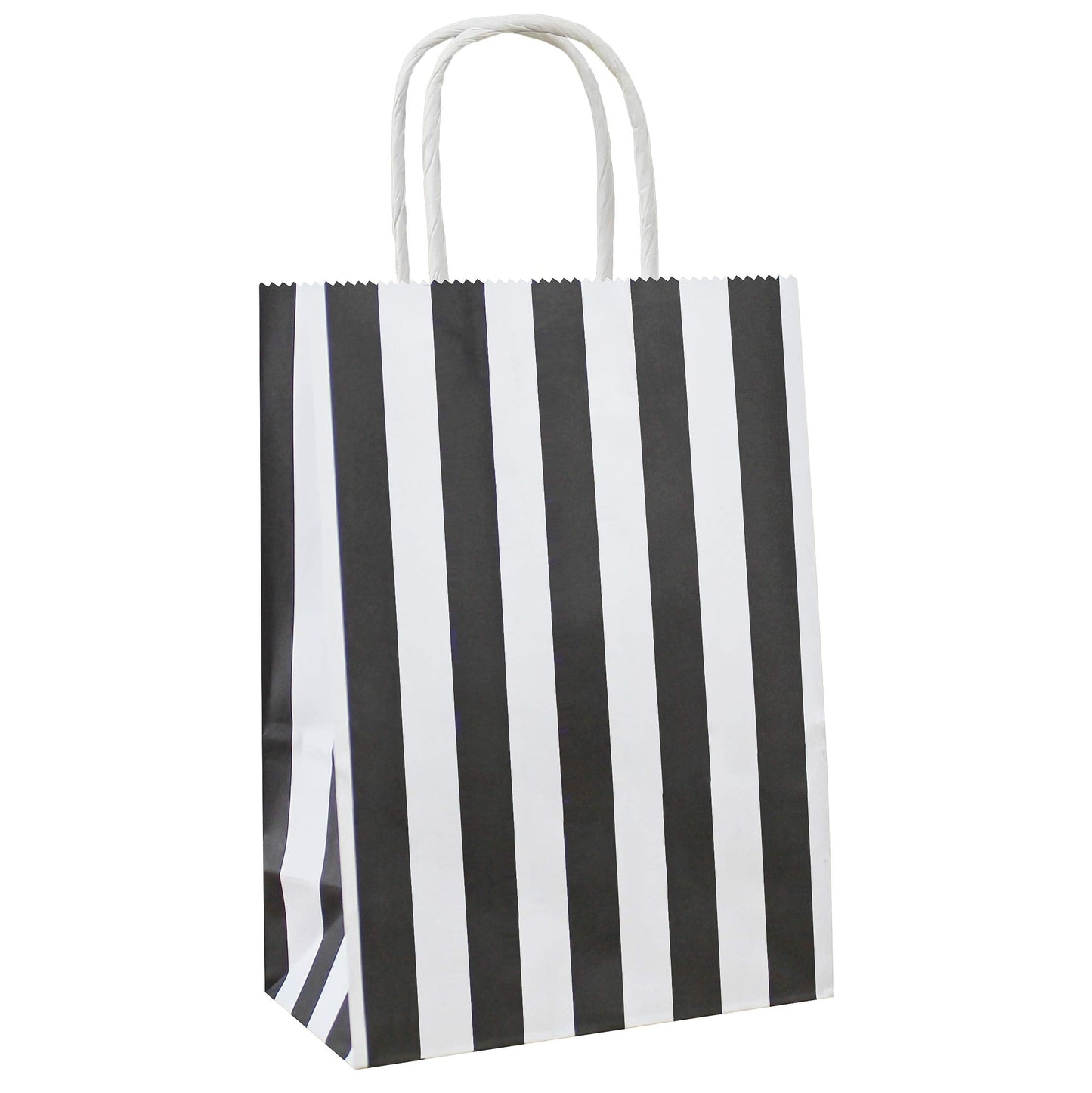 ADIDO EVA 25 PCS Black and White Striped Gift Bags Small Kraft Paper Bags with Handles for Party Favor (6.2 x 3.1 x 8.6 In)