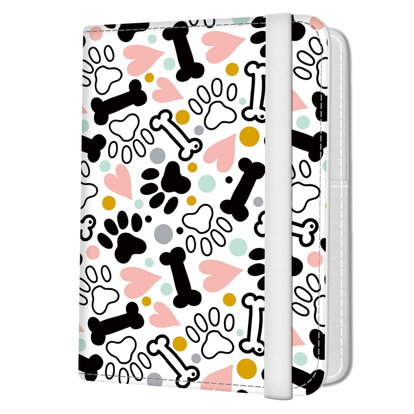 NUGGHU Passport Holder for Travel Essentials, Leather RFID Blocking Passport Wallet Cover Case, Cute Passport Book Holders for Women and Men Cute Dog Paws