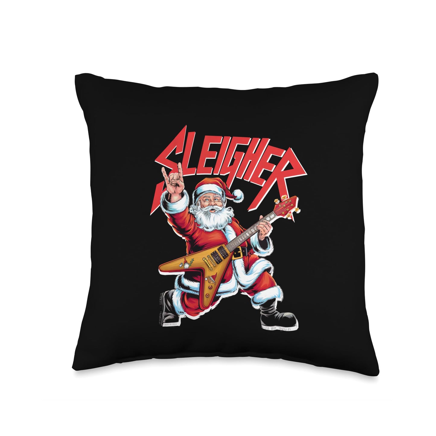 Santa Claus Metal Christmas Sleigher Throw Pillow
