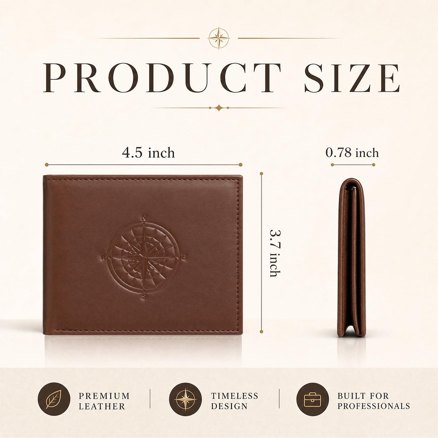 Hsei Bifold Wallet for Men Faux Leather Wallet with Compass Motif Keychain Anime Fan Mens Wallets with 2 ID Windows Gift
