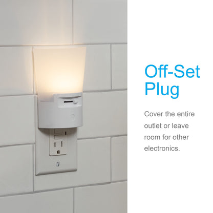 GE Ultrabrite Dimmable Sconce LED Night Light GEPlug-In, Energy Efficient, Dusk-to-Dawn Sensor, Adjustable Brightness, Ideal for Bedroom, Bathroom, Hallway, Nursery, White, 45123, 1 Pack,