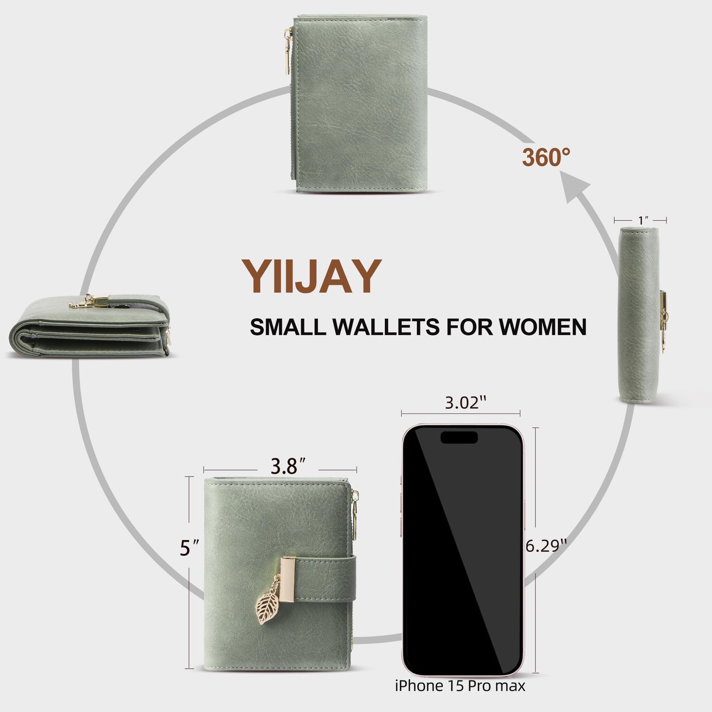 yiijay Small Wallet Women RFID Blocking Leather Bifold Wallet Credit Card Holder for Women Ladies Compact Wallet Mini Purse With Zipper Pocket