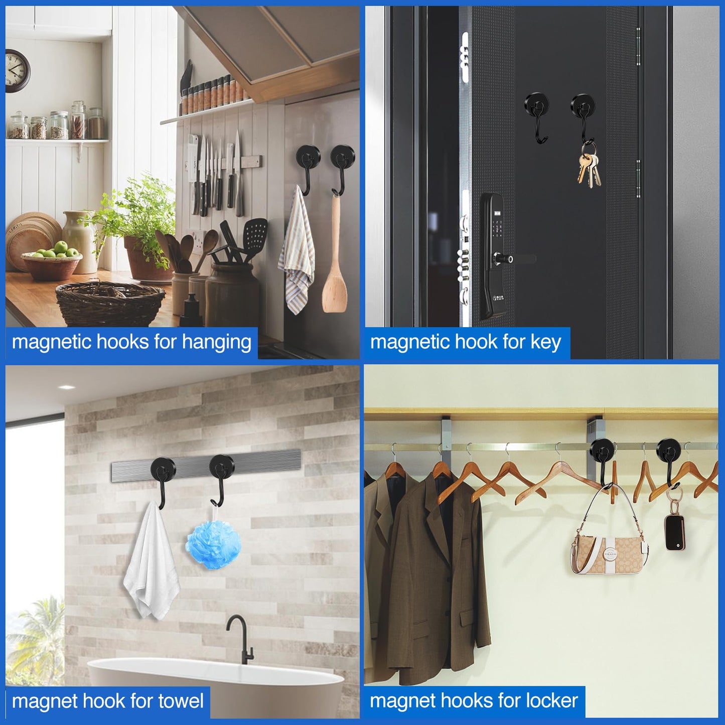 LOVIMAG Hooks, 80lbs+ Magnetic Magnet Hook 2026 Cruise Cabin Ship Essentials Heavy Duty Strong Refrigerator Fridge Hanging for Classroom Beach Vacation Kitchen Grills Home Mug Hanger (6 Pack), Black