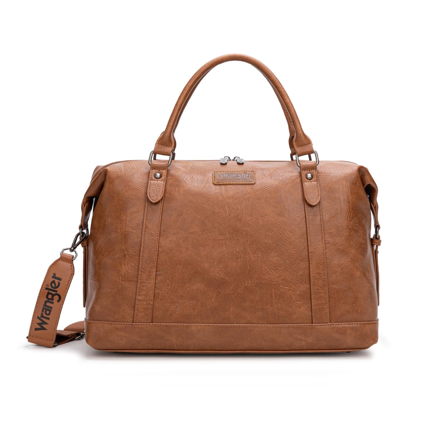 Wrangler Duffel Bag Large Travel Weekender Bag for Women Waterproof Carry on Overnight Bag for Gym,Trips,Weekends,Brown