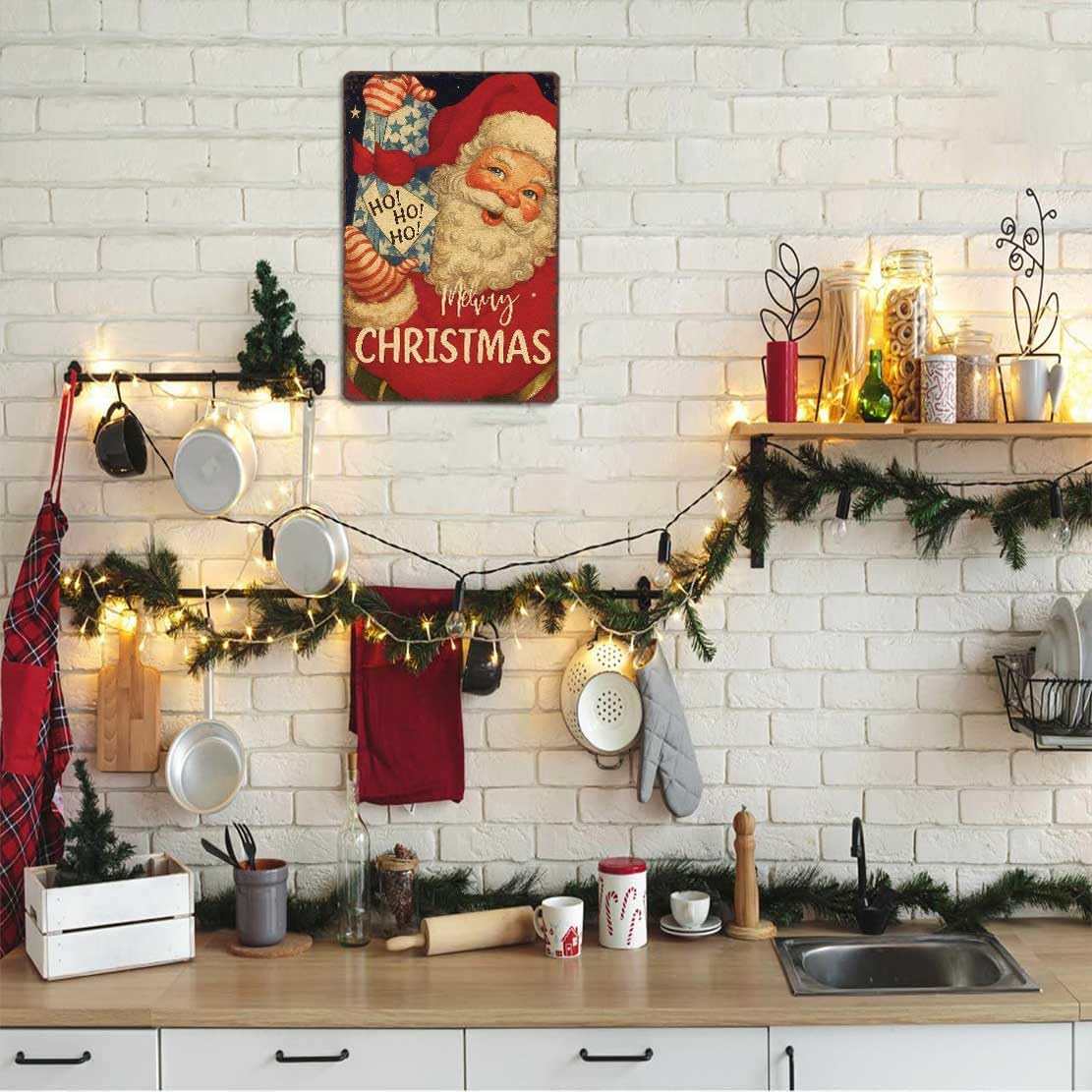 Retro Vintage Christmas Metal Sign 8X12inch-Classic Holiday Motif Tin Wall Art for Collectors