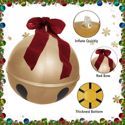 2PCS Inflatable Christmas Ball 23.6IN Giant Jingle Bell Inflatable Ball Fun Christmas Inflatable Yard Decor Xmas Balloon Pendant Outdoor Ornament for Garden Yard Patio Christmas Holiday Decor
