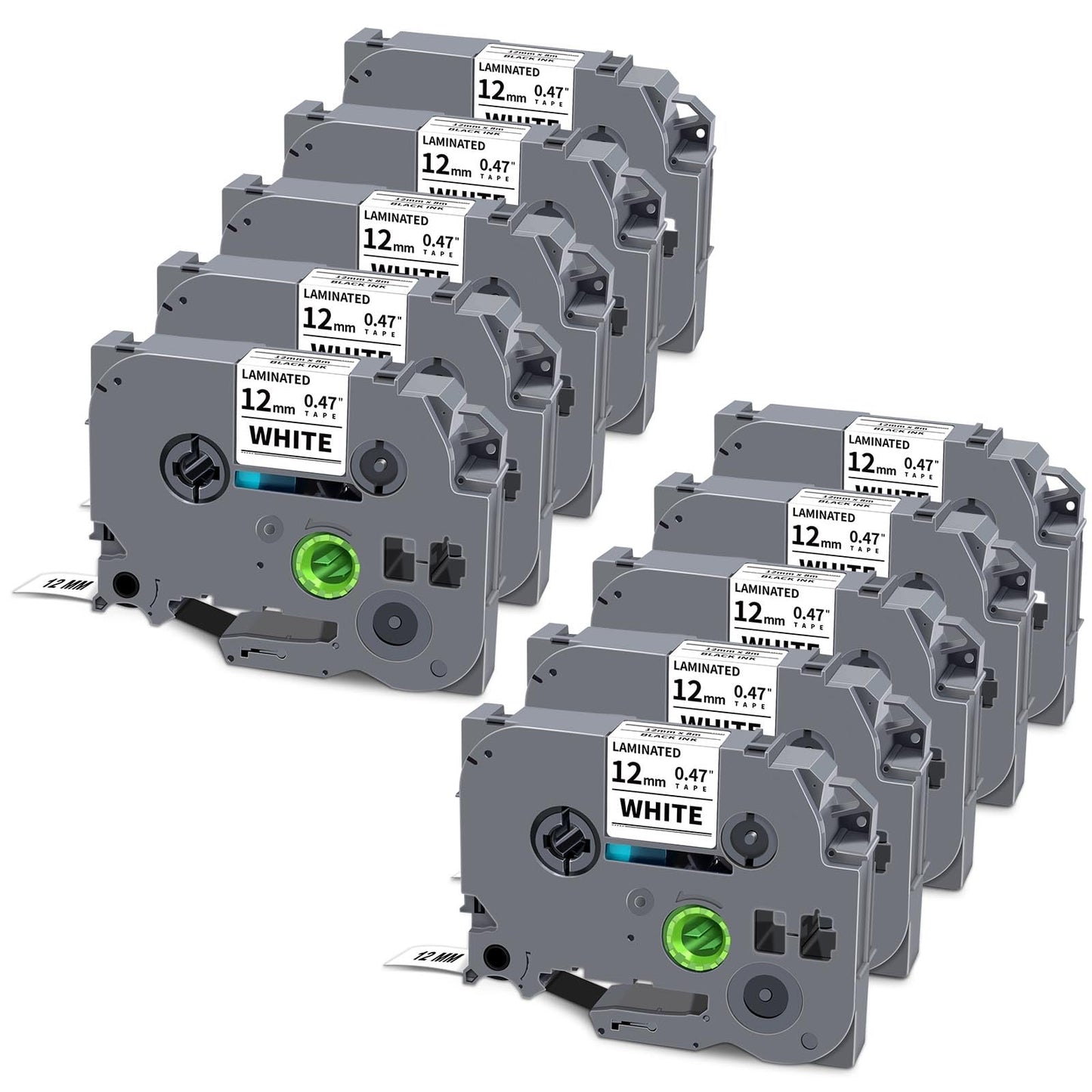 10-Pack TZe-231 TZe 12mm 0.47 Inch Laminated White Compatible for Brother TZe231 TZ-231 Label Tape Work with Ptouch PTD200 PTD202 PTD210 PTD600 PTD400 PTH100 PTH110 PT1280 Label Maker, Black on White